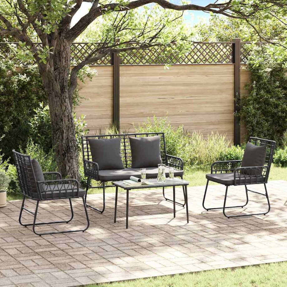 vidaXL Tuin eettafelset 3 pcs Zwart en Anthraciet poly rattan vidaXL Tuin eettafelset 3 pcs Zwart en Anthraciet poly rattan afbeelding 1
