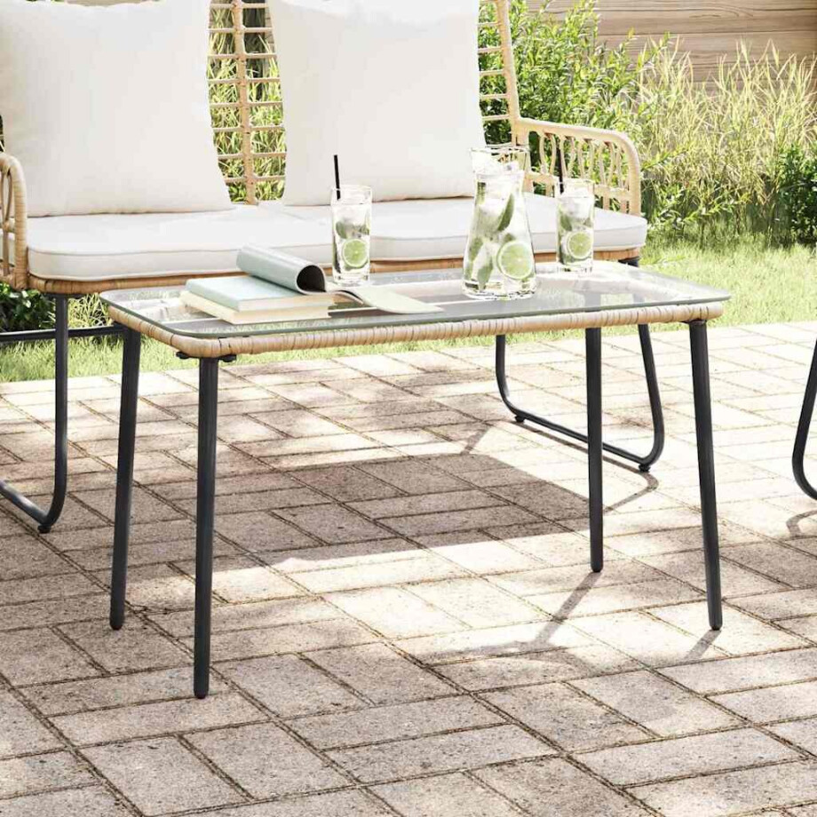 vidaXL Tuinstafel Naturel 80 x 40 x 45,5 cm poly rattan vidaXL Tuinstafel Naturel 80 x 40 x 45,5 cm poly rattan afbeelding 1