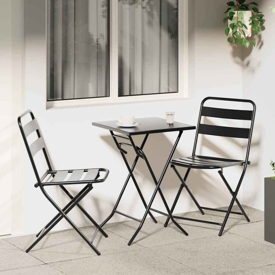 vidaXL Tuin Bistro Set 3 pcs Antraciet Staal afbeelding 1