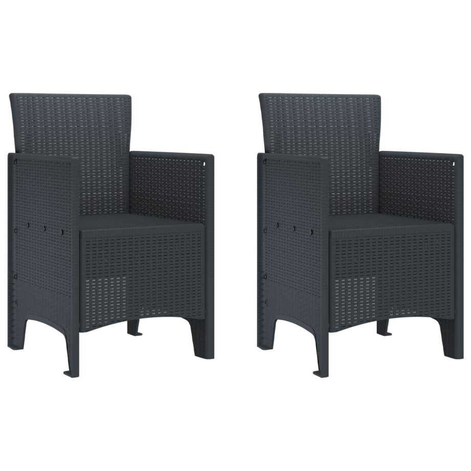 vidaXL Tuinstoel 2 pcs Antraciet 53 x 49 x 85 cm Polypropyleen afbeelding 1
