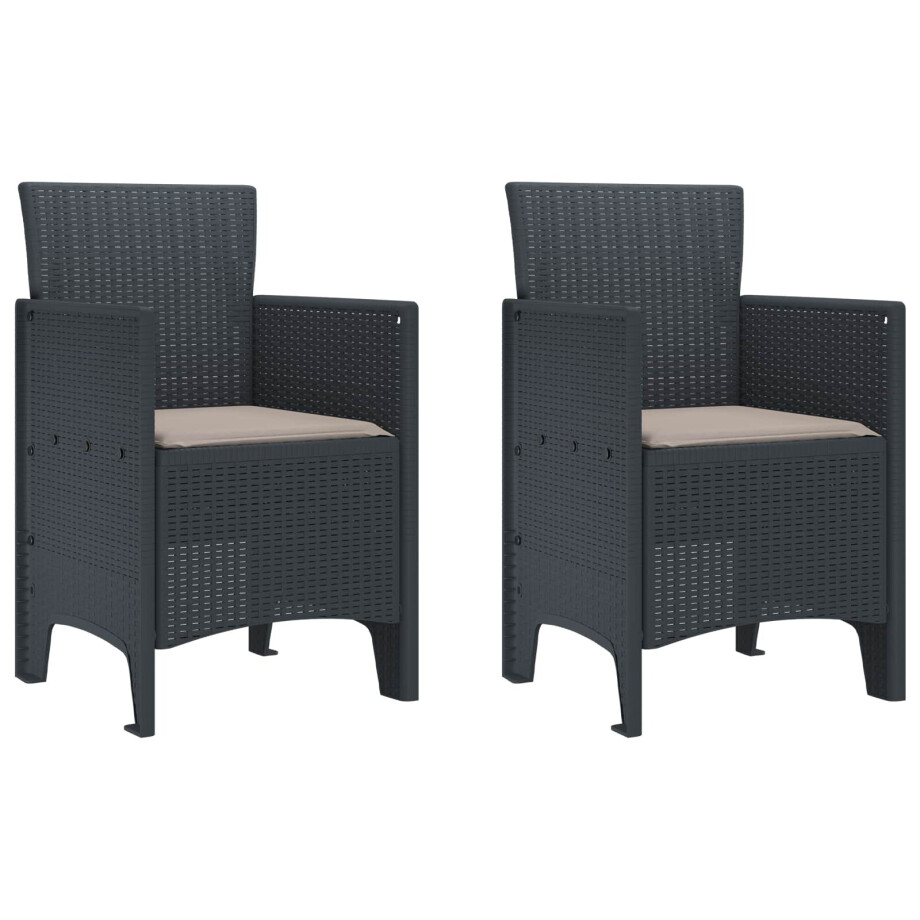 vidaXL Tuinstoel 2 pcs Antraciet 53 x 49 x 85 cm Polypropyleen afbeelding 1