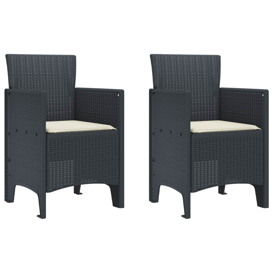 vidaXL Tuinstoel 2 pcs Antraciet 53 x 49 x 85 cm Polypropyleen afbeelding 1