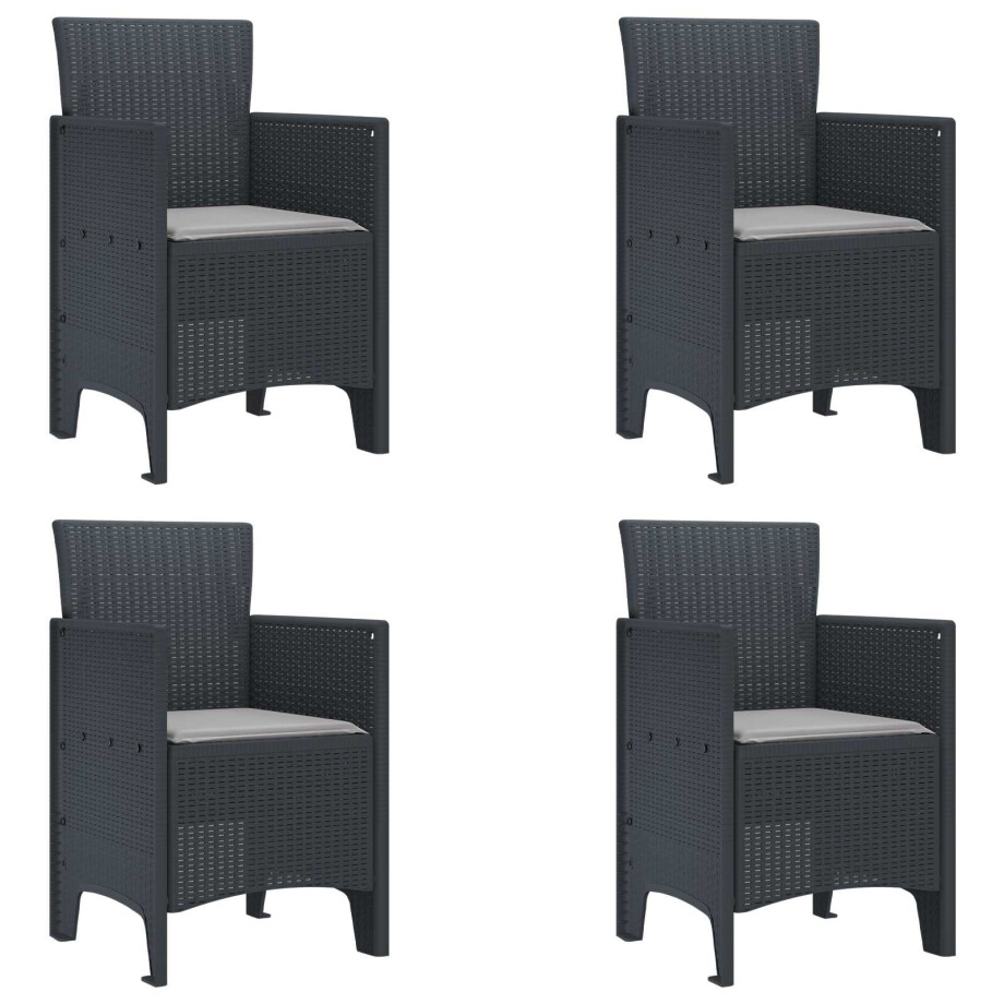 vidaXL Tuinstoel 4 pcs Antraciet 53 x 49 x 85 cm Polypropyleen afbeelding 1