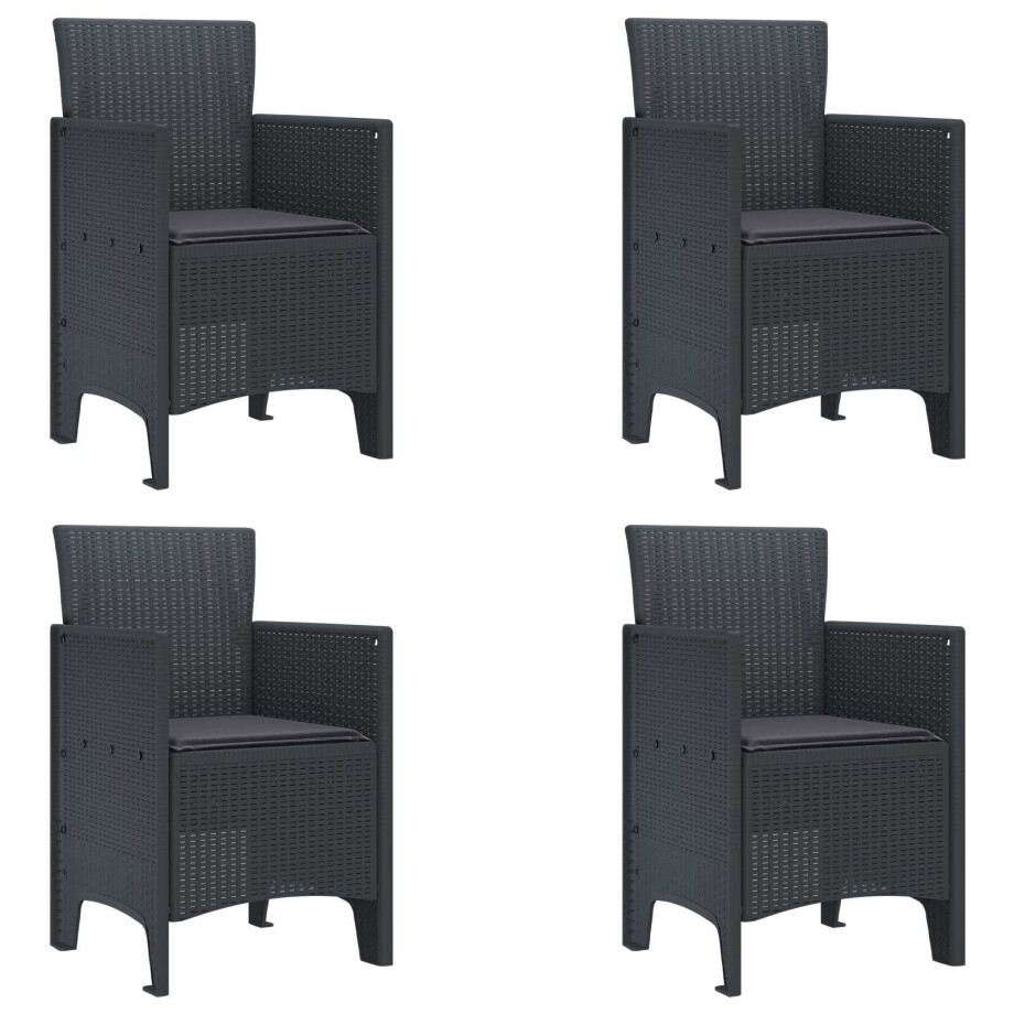 vidaXL Tuinstoel 4 pcs Antraciet 53 x 49 x 85 cm Polypropyleen afbeelding 1