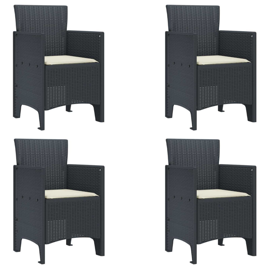 vidaXL Tuinstoel 4 pcs Antraciet 53 x 49 x 85 cm Polypropyleen afbeelding 1