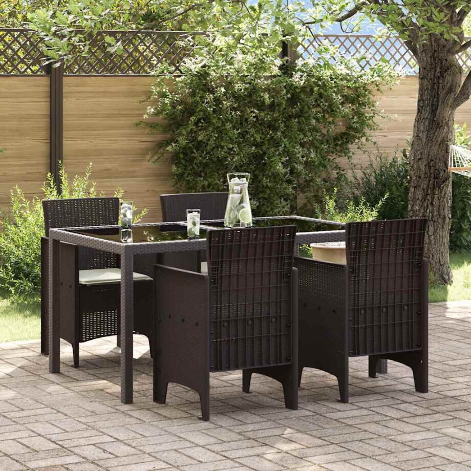 vidaXL Tuinstoel met kussen 4 pcs Bruin 53 x 49 x 85 cm Polypropyleen afbeelding 1