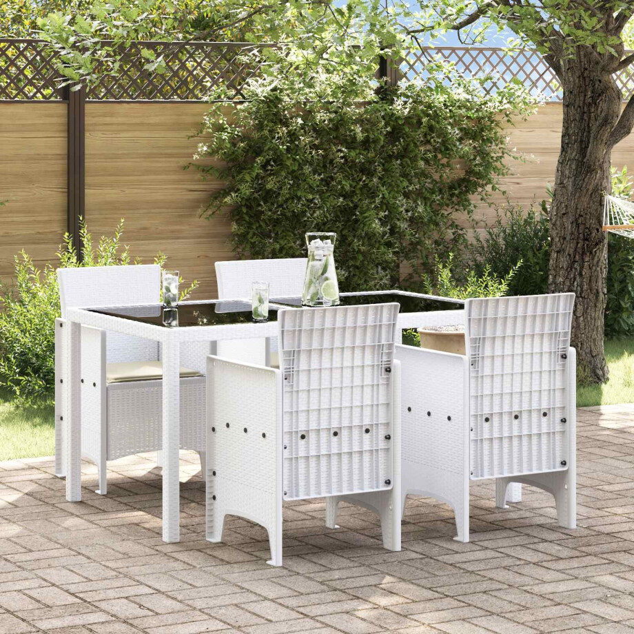 vidaXL Tuinstoel met kussen 4 pcs Wit 53 x 49 x 85 cm Polypropyleen afbeelding 1