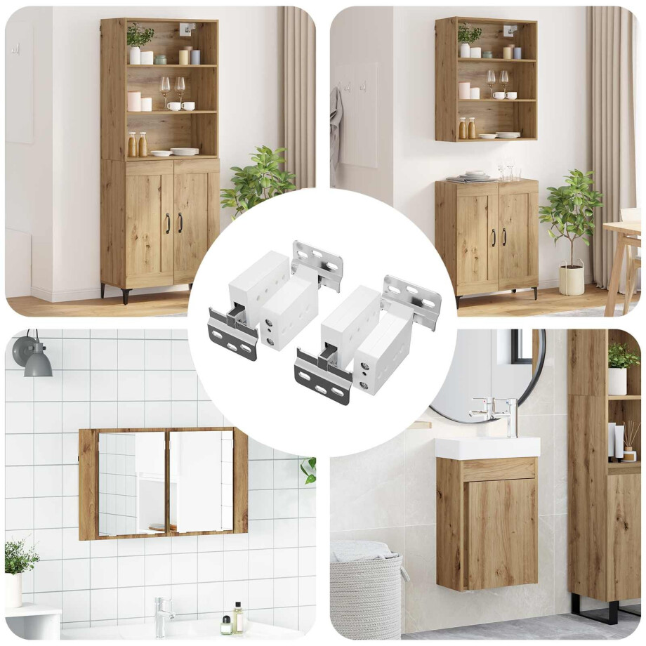 vidaXL Kast Hangbeugel 2 pcs Wit 70 x 48 x 19 mm Ijzer en Plastic afbeelding 1