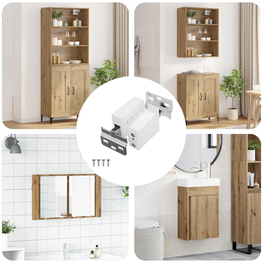 vidaXL Kast Hangbeugel 261 pcs Wit 70 x 48 x 19 mm Ijzer en Plastic afbeelding 1