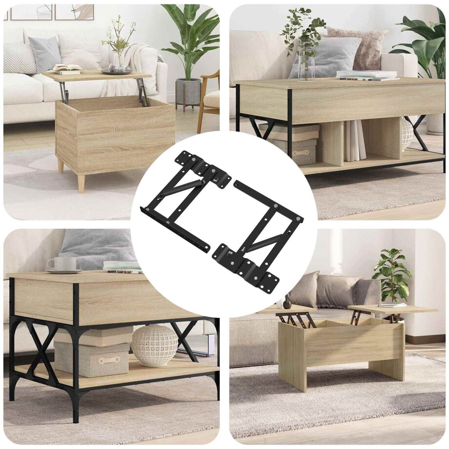 vidaXL Bed liftmechanisme 2 pcs Zwart 340 x 95 x 40 mm IJzer afbeelding 1