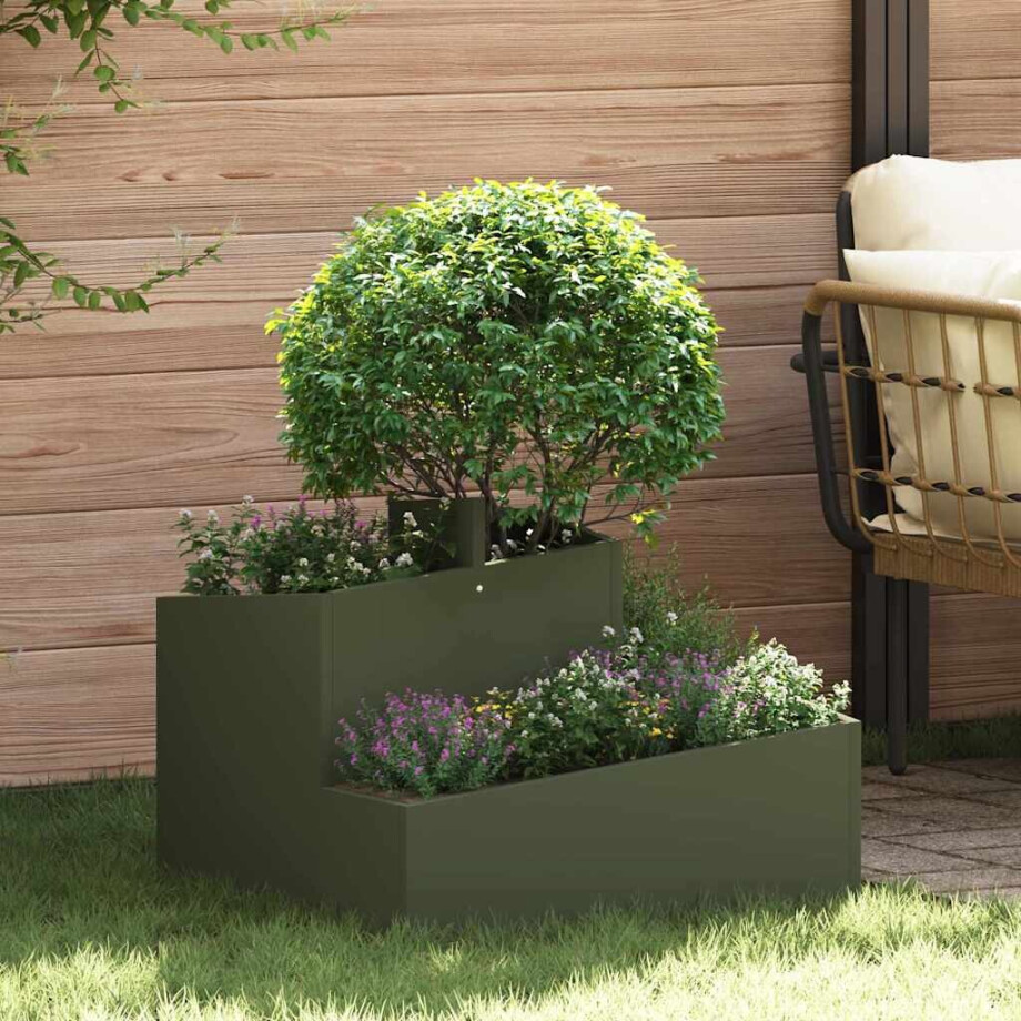 vidaXL Tuin Bloempot Olijf Groen 60 x 60 x 50 cm Koudgewalst staal vidaXL Tuin Bloempot Olijf Groen 60 x 60 x 50 cm Koudgewalst staal afbeelding 1