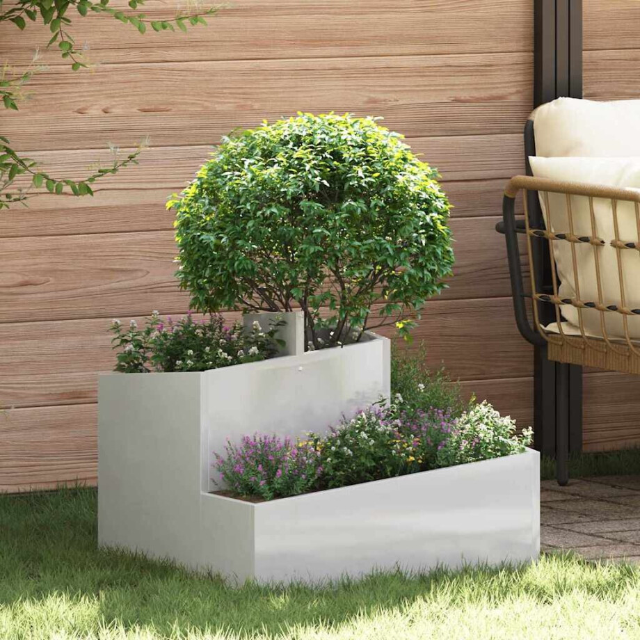 vidaXL Tuin Bloempot Zilver 60 x 60 x 50 cm Roestvrij staal afbeelding 1