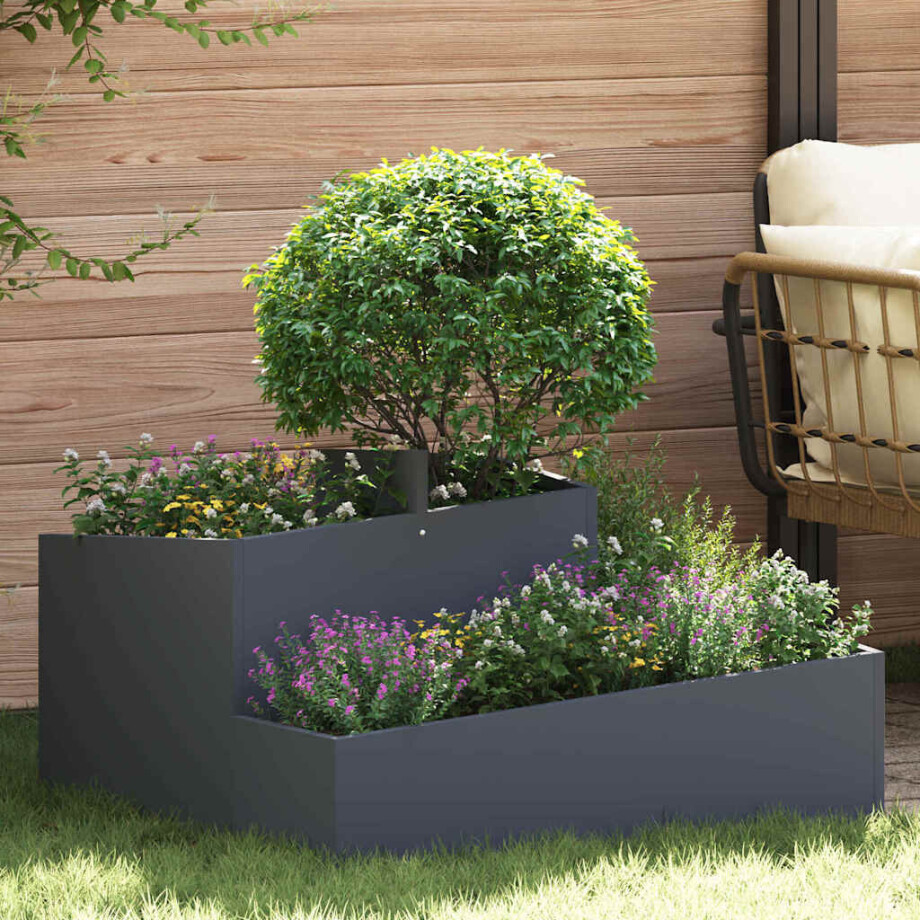 vidaXL Tuin Bloempot Antraciet 80 x 80 x 50 cm Koudgewalst staal afbeelding 1
