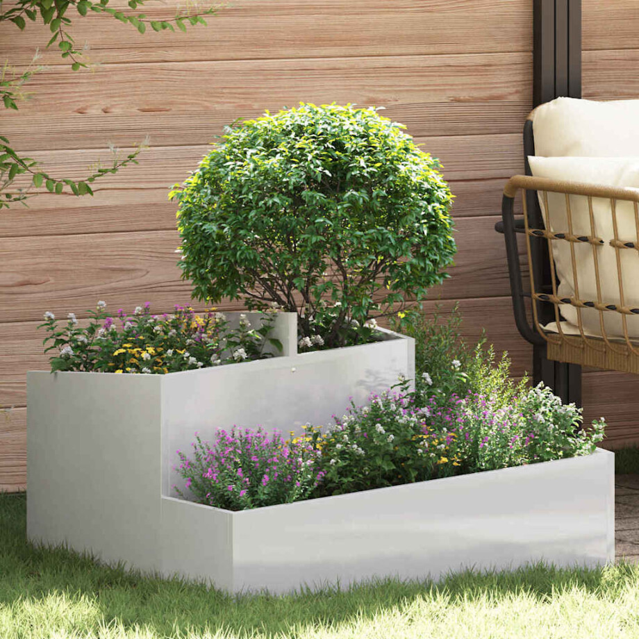 vidaXL Tuin Bloempot Zilver 80 x 80 x 50 cm Roestvrij staal vidaXL Tuin Bloempot Zilver 80 x 80 x 50 cm Roestvrij staal afbeelding 1