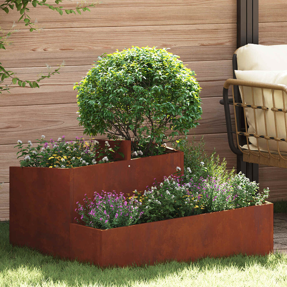 vidaXL Tuin Bloempot Bruin 80 x 80 x 50 cm Cortenstaal afbeelding 1