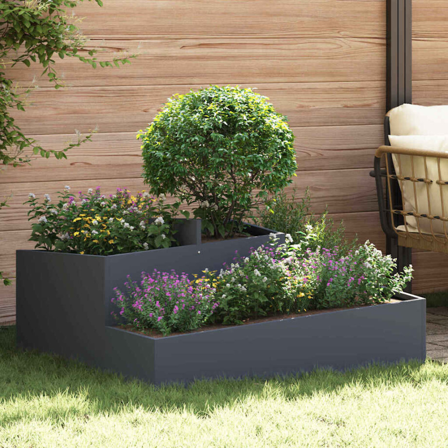 vidaXL Tuin Bloempot Antraciet 100 x 100 x 50 cm Koudgewalst staal afbeelding 1