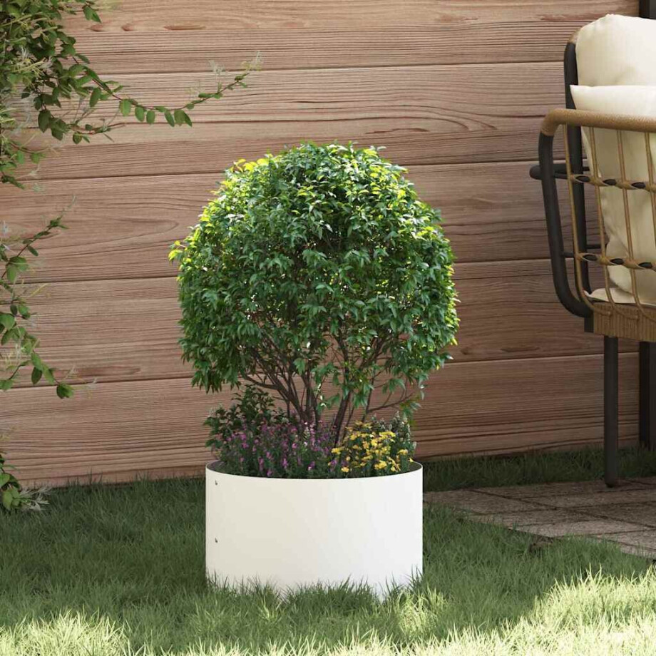 vidaXL Plantenring Wit 30 x 30 x 20 cm Koudgewalst staal afbeelding 1