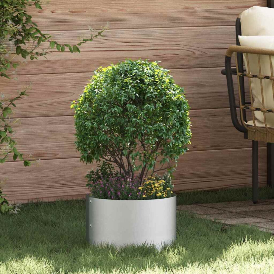 vidaXL Plantenring Zilver 30 x 30 x 20 cm Gegalvaniseerd staal afbeelding 1