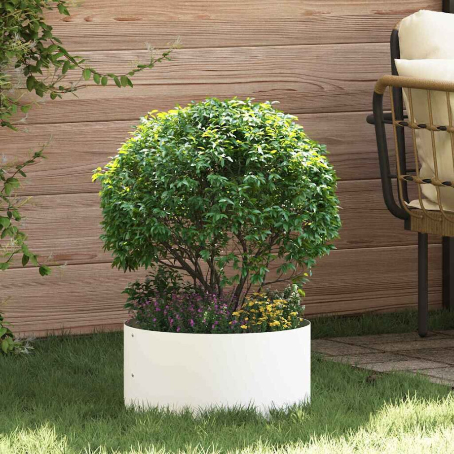 vidaXL Plantenring Wit 40 x 40 x 20 cm Koudgewalst staal afbeelding 1