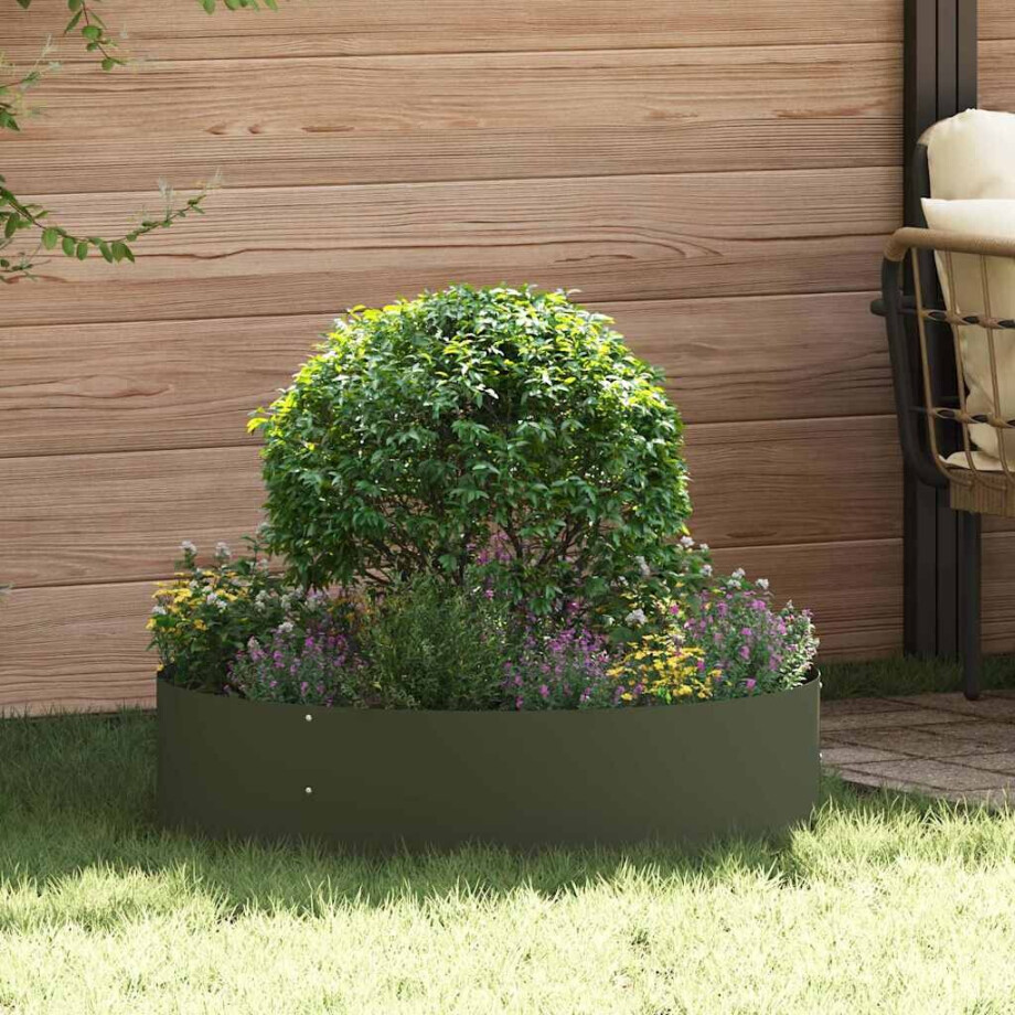vidaXL Plantenring Olijf Groen 80 x 80 x 20 cm Koudgewalst staal afbeelding 1
