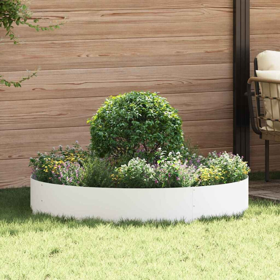 vidaXL Plantenring 5 pcs Wit 120 x 120 x 20 cm Koudgewalst staal afbeelding 1