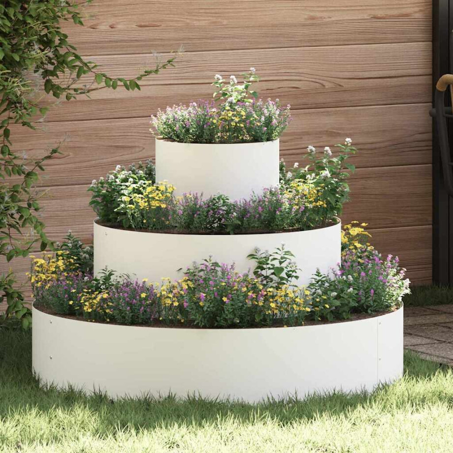 vidaXL Tuin Bloempot Wit 90 x 90 x 20 cm Koudgewalst staal afbeelding 1