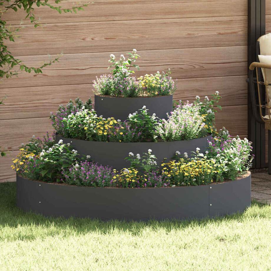 vidaXL Tuin Bloempot Antraciet 120 x 120 x 20 cm Koudgewalst staal afbeelding 1
