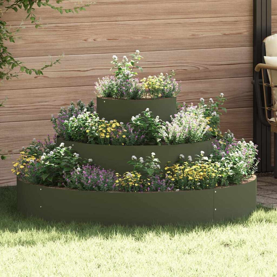 vidaXL Tuin Bloempot Olijf Groen 120 x 120 x 20 cm Koudgewalst staal afbeelding 1