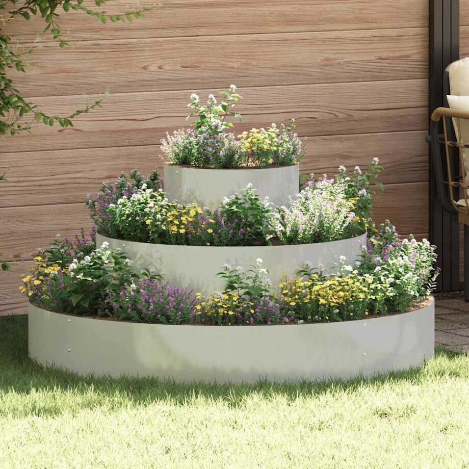 vidaXL Tuin Bloempot Zilver 120 x 120 x 20 cm Gegalvaniseerd staal afbeelding 1