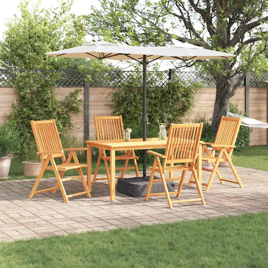 vidaXL Tuin eettafelset 5 pcs Bruin Massief Acaciahout afbeelding 1