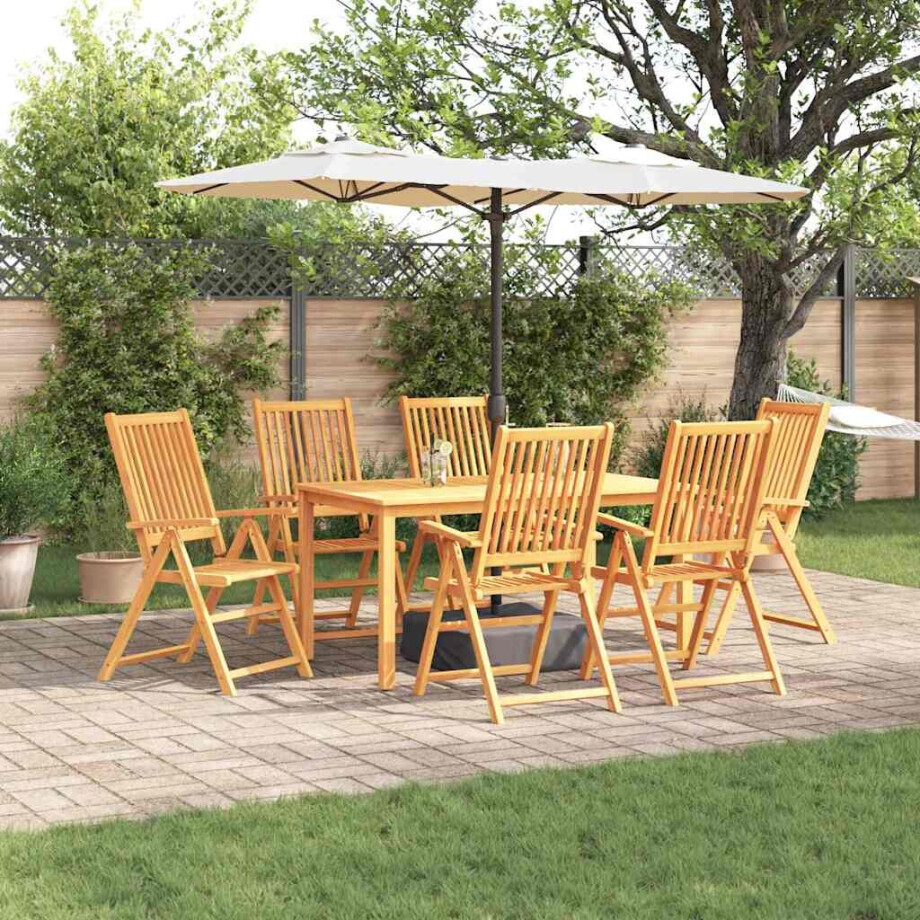 vidaXL Tuin eettafelset 7 pcs Bruin Massief Acaciahout afbeelding 1