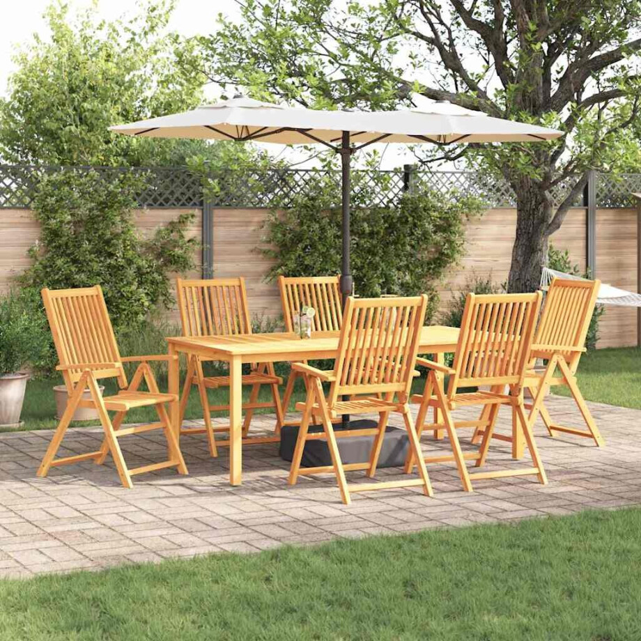 vidaXL Tuin eettafelset 7 pcs Bruin Massief Acaciahout afbeelding 1