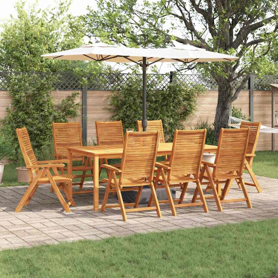 vidaXL Tuin eettafelset 9 pcs Bruin Massief Acaciahout vidaXL Tuin eettafelset 9 pcs Bruin Massief Acaciahout afbeelding 1