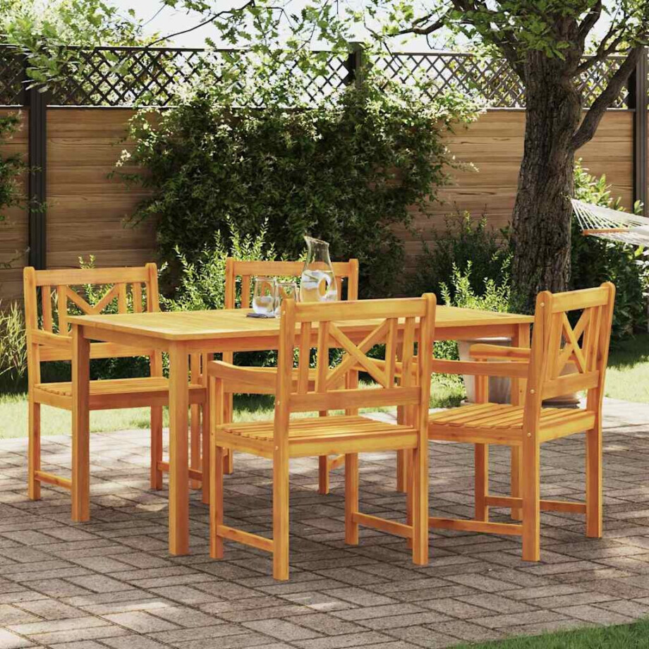 vidaXL Tuin eettafelset 5 pcs Bruin Massief Acaciahout afbeelding 1