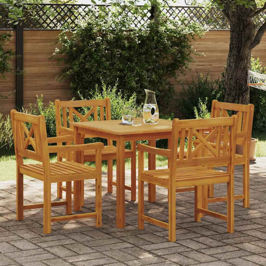 vidaXL Tuin eettafelset 5 pcs Bruin Massief acaciahout afbeelding 1