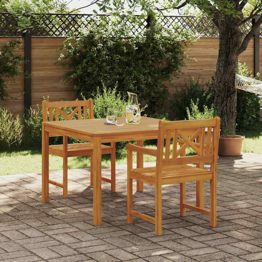 vidaXL Tuin eettafelset 3 pcs Bruin Massief acaciahout afbeelding 1