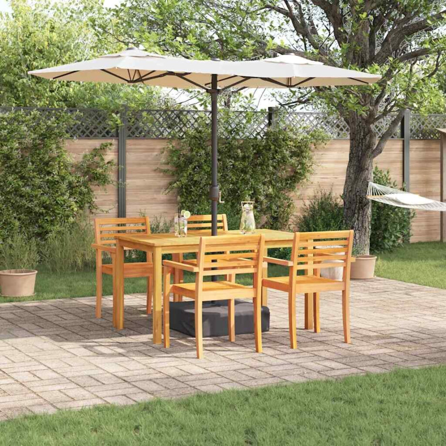 vidaXL Tuin eettafelset 5 pcs Bruin Massief Acaciahout afbeelding 1