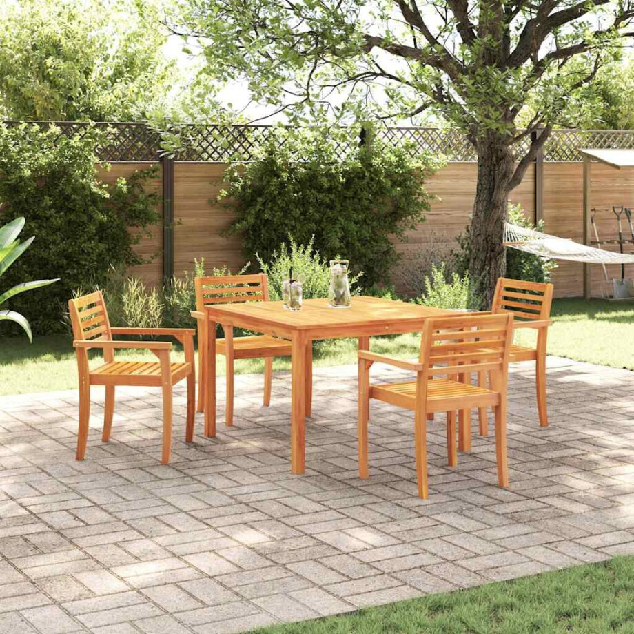 vidaXL Tuin eettafelset 5 pcs Bruin Massief Acaciahout afbeelding 1