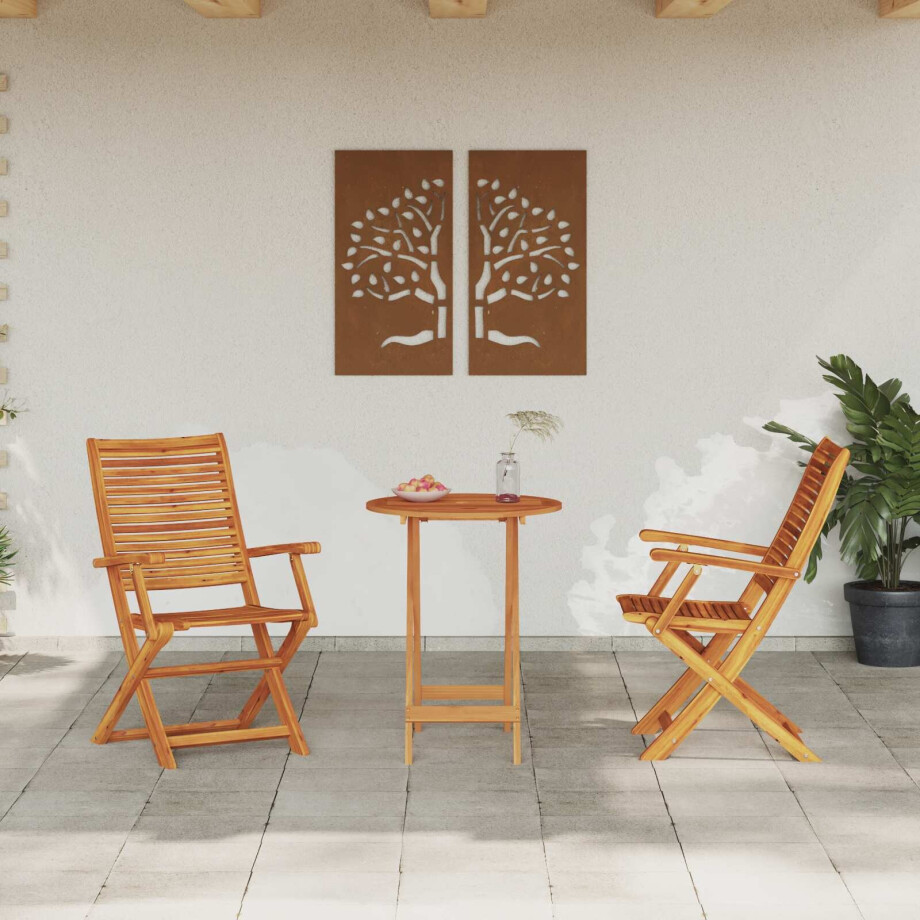 vidaXL Vouw Bistro Set 3 pcs Bruin Massief Acaciahout vidaXL Vouw Bistro Set 3 pcs Bruin Massief Acaciahout afbeelding 1