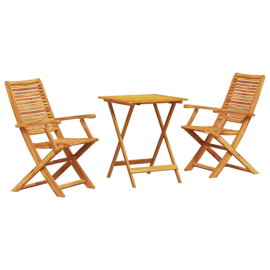 vidaXL Vouw Bistro Set 3 pcs Bruin Massief Acaciahout vidaXL Vouw Bistro Set 3 pcs Bruin Massief Acaciahout afbeelding 1
