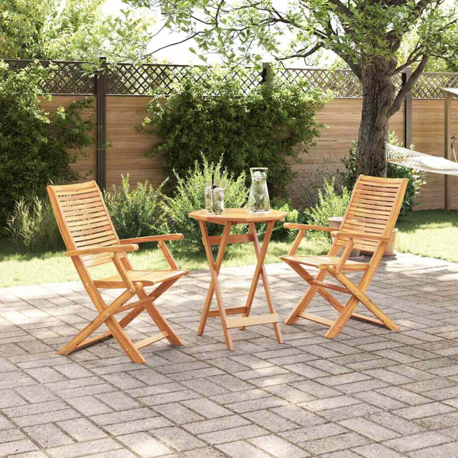 vidaXL Vouw Bistro Set 3 pcs Bruin Massief Acaciahout vidaXL Vouw Bistro Set 3 pcs Bruin Massief Acaciahout afbeelding 1