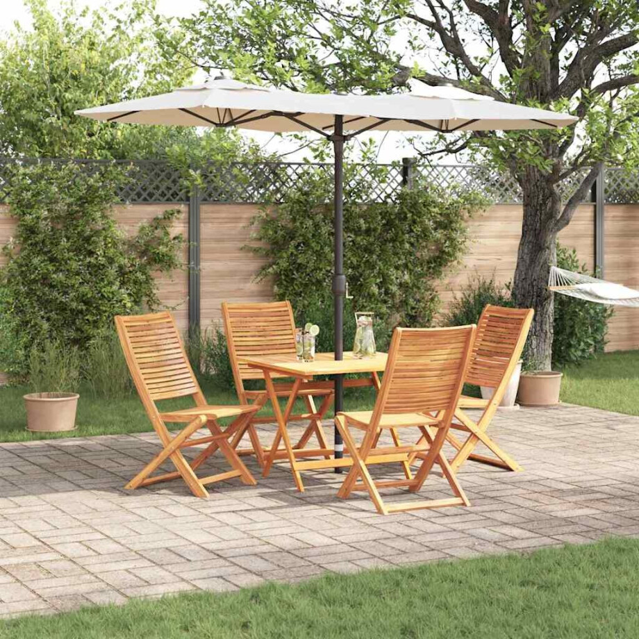 vidaXL Tuin eettafelset 5 pcs Bruin Massief Acaciahout vidaXL Tuin eettafelset 5 pcs Bruin Massief Acaciahout afbeelding 1