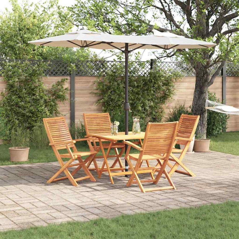 vidaXL Tuin eettafelset 5 pcs Bruin Massief Acaciahout afbeelding 1