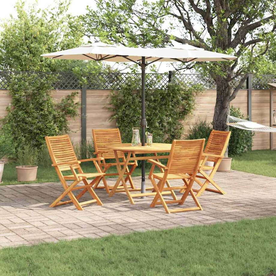 vidaXL Tuin eettafelset 5 pcs Bruin Massief Acaciahout afbeelding 1
