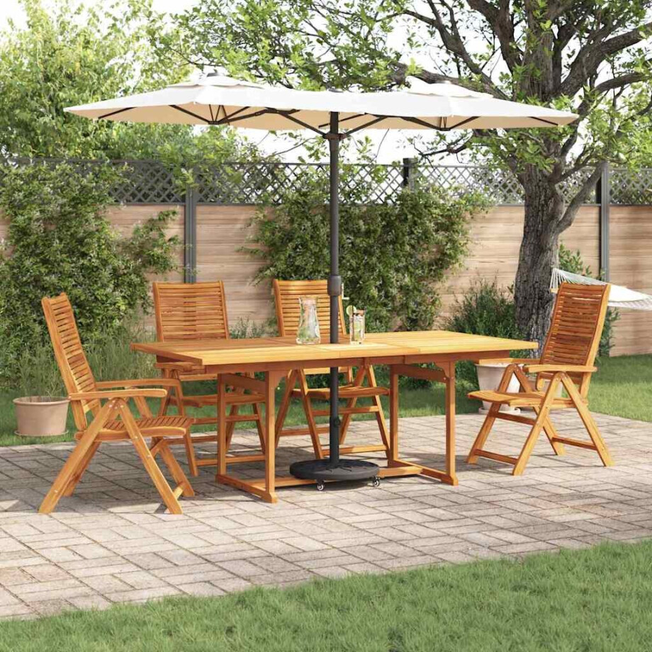 vidaXL Tuin eettafelset 5 pcs Bruin Massief Acaciahout afbeelding 1