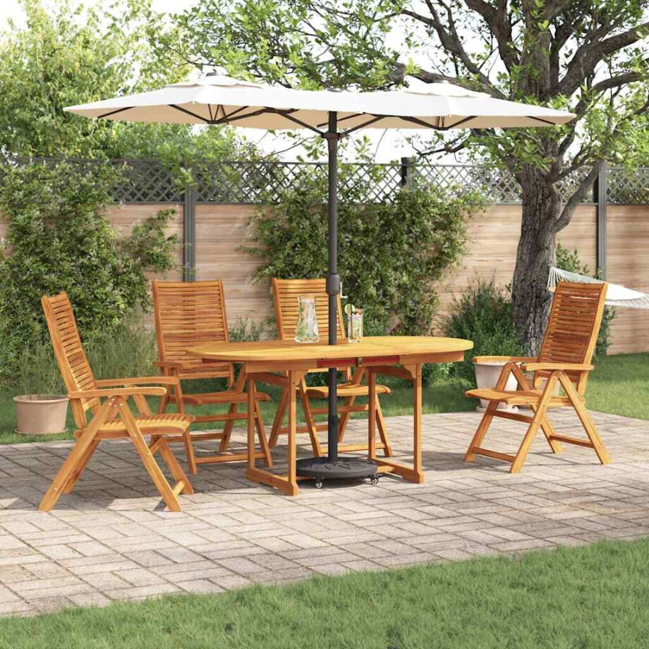 vidaXL Tuin eettafelset 5 pcs Bruin Massief Acaciahout vidaXL Tuin eettafelset 5 pcs Bruin Massief Acaciahout afbeelding 1