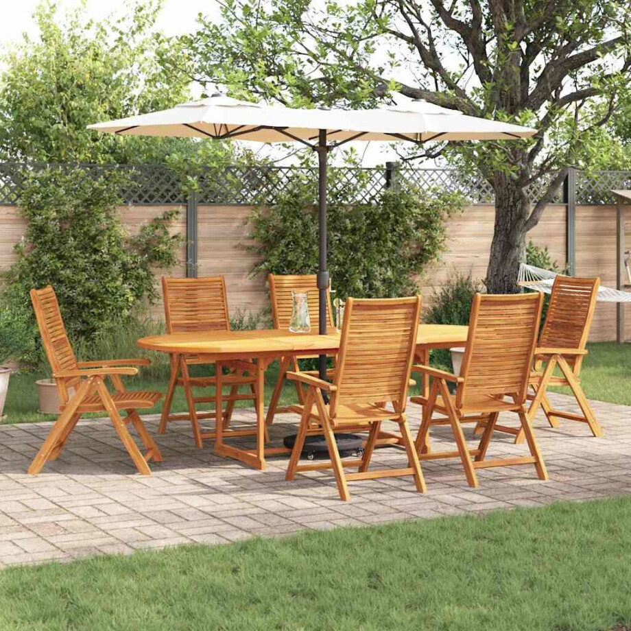 vidaXL Tuin eettafelset 7 pcs Bruin Massief Acaciahout afbeelding 1