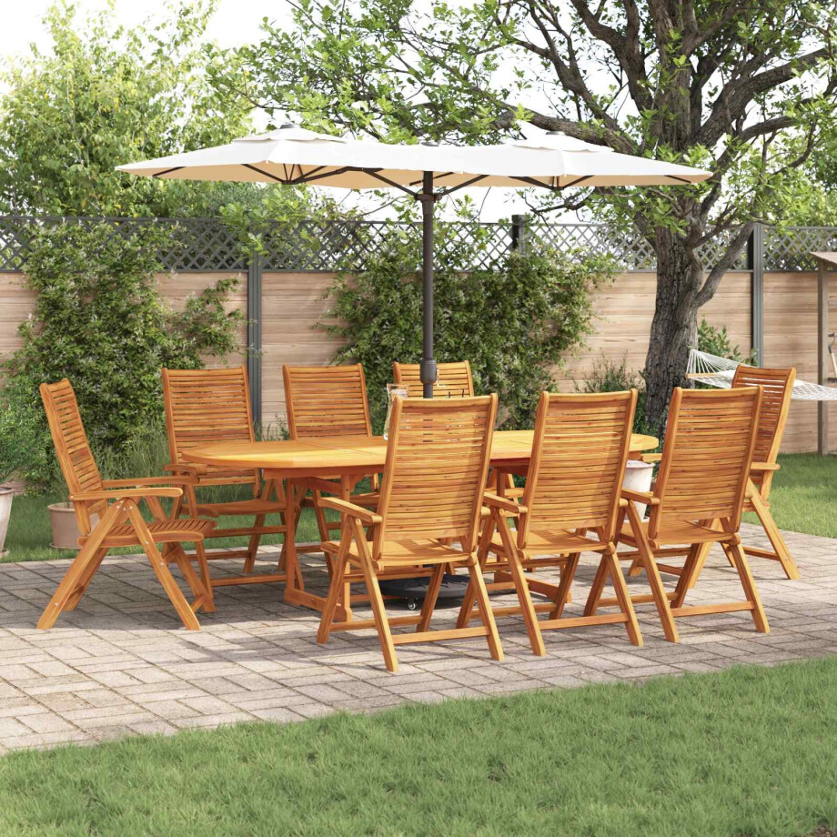 vidaXL Tuin eettafelset 9 pcs Bruin Massief Acaciahout vidaXL Tuin eettafelset 9 pcs Bruin Massief Acaciahout afbeelding 1