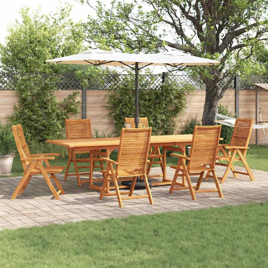 vidaXL Tuin eettafelset 7 pcs Bruin Massief Acaciahout afbeelding 1