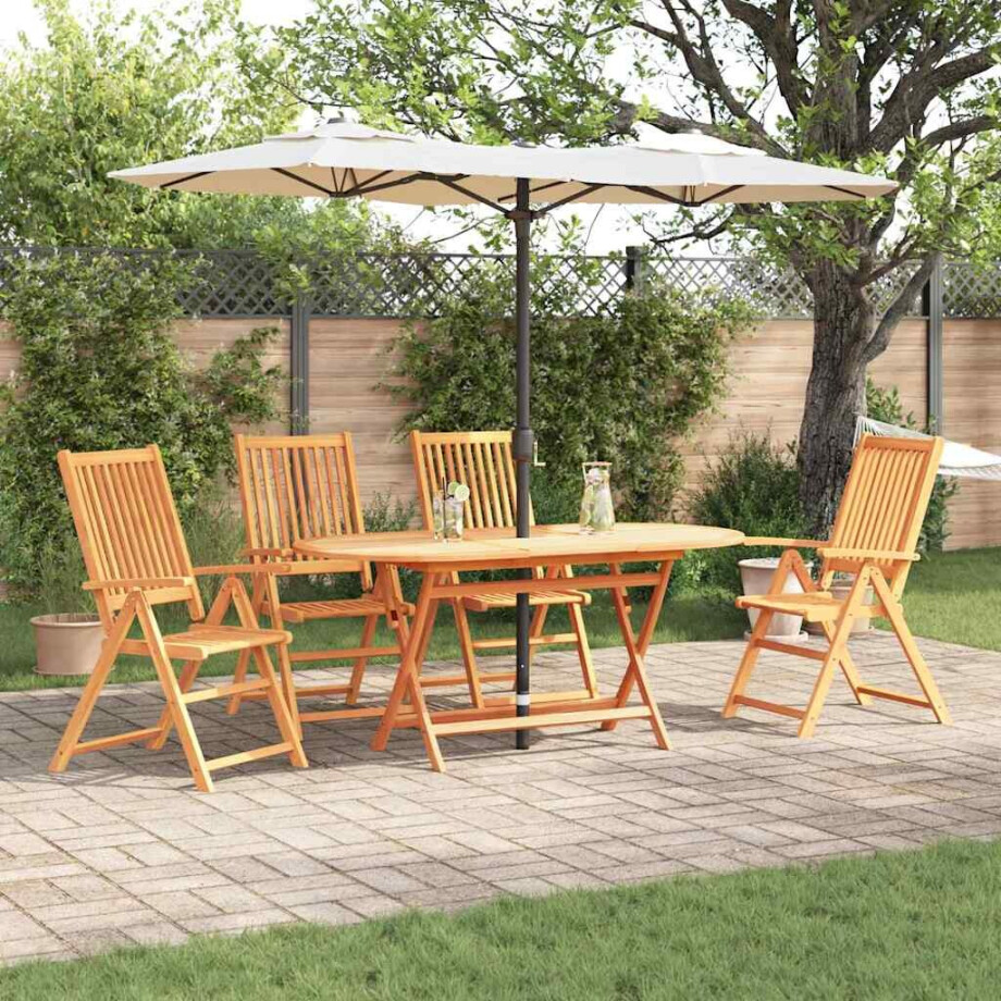 vidaXL Tuin eettafelset 5 pcs Bruin Massief Acaciahout afbeelding 1